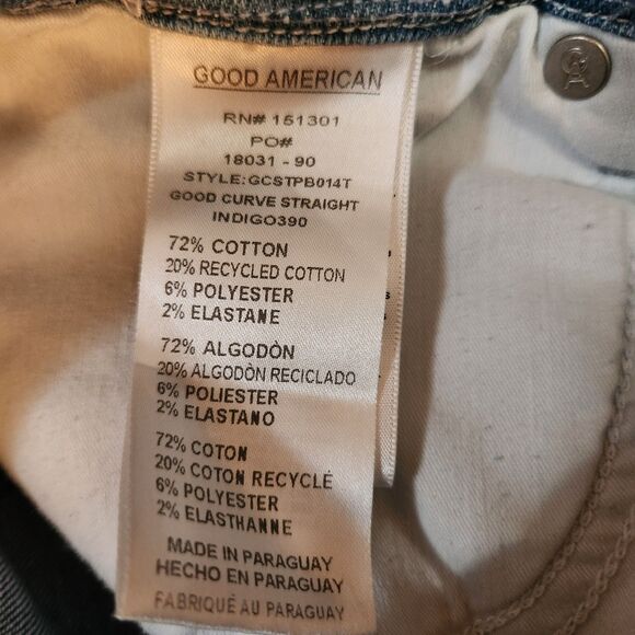 Good American Good Curve Straight Jeans Indigo 390 Light Blue Summery, Sz 29 - Picture 8 of 8